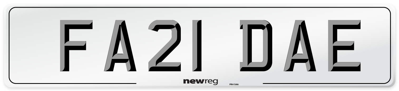 FA21 DAE Number Plate from New Reg